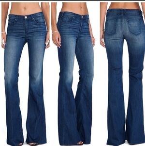 McGuire Denim Sold At Anthropologie Majorelle Raw Hem Dark Wash Wide Leg Size 28